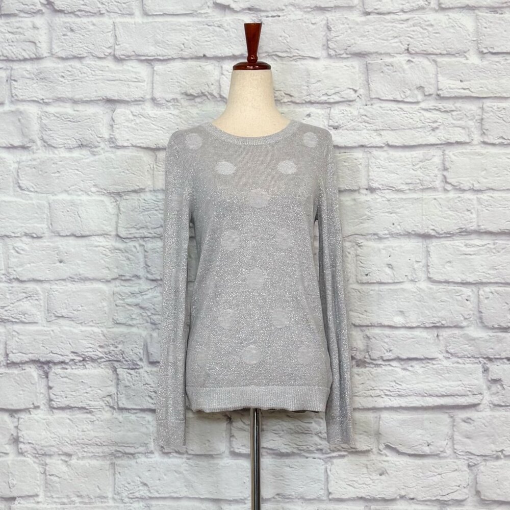 Liz Claiborne Silver Metallic Polka Dot Sweater - Picture 1 of 9